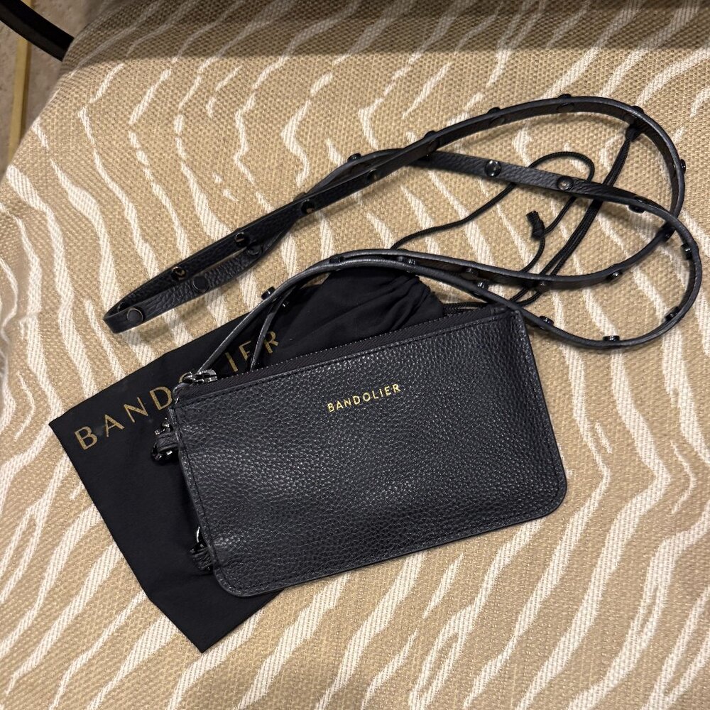 Bandolier Black and Gunmetal Crossbody- (Your own Phone can be attached as well)
